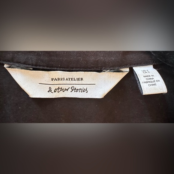 & other stories Paris atelier black embroidery and eyelet button down blouse - Picture 2 of 2